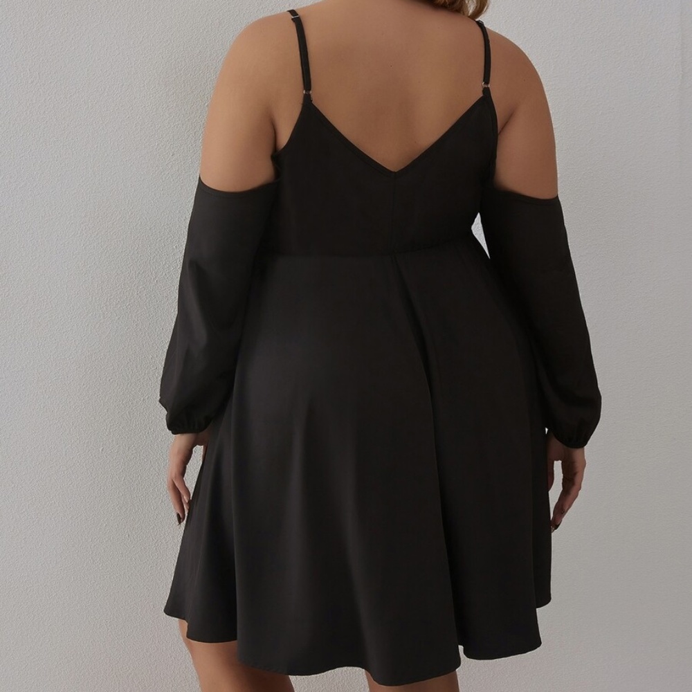 Plus Cold Shoulder Ruffle Mini Dress - Picture 2 of 5